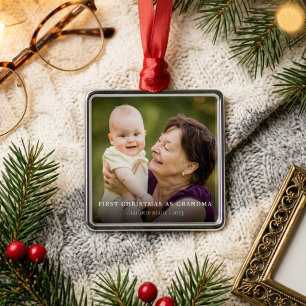 Erstes Weihnachten als Oma Elegantes Foto-Fest Ornament Aus Metall