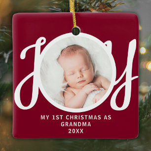 Erstes Weihnachten als Oma Foto-Andenken Marone Keramikornament