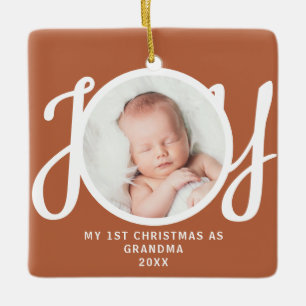 Erstes Weihnachten als Oma Foto Freude Terrakotta Keramikornament
