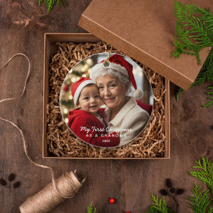 Erstes Weihnachten als Oma Foto-Ornament Keramik Ornament