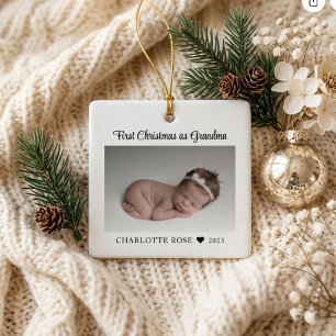 Erstes Weihnachten als Oma Neues Baby-Foto Keramikornament