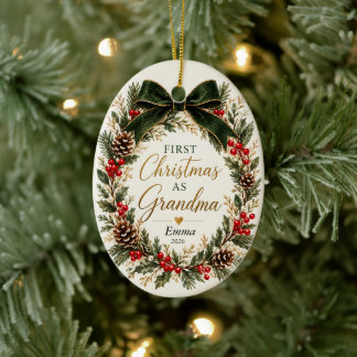 Erstes Weihnachten als Oma-Ornament | Personalisie Keramik Ornament