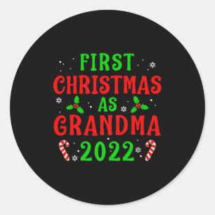 Erstes Weihnachten als Oma Xmas Großmutter Neue Om Runder Aufkleber