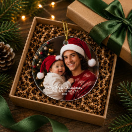 Erstes Weihnachten als Onkel Foto-Andenken Keramik Ornament