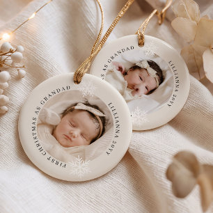 Erstes Weihnachten als Opa 2 Foto personalisiert Keramik Ornament
