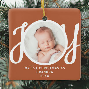 Erstes Weihnachten als Opa Foto Freude Terrakotta Keramikornament