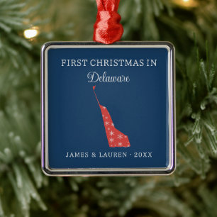 Erstes Weihnachten als Paar in Delaware USA Bundes Ornament Aus Metall