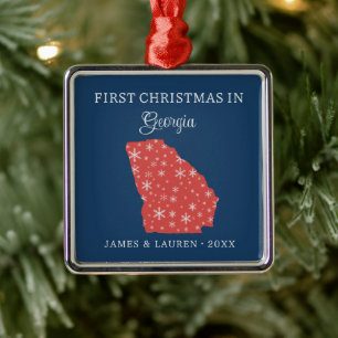 Erstes Weihnachten als Paar in Georgia USA Staat Ornament Aus Metall