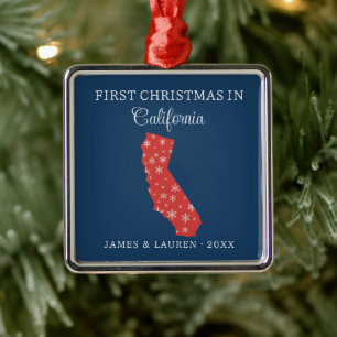 Erstes Weihnachten als Paar in Kalifornien in Blau Ornament Aus Metall