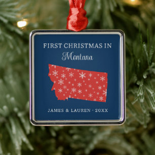 Erstes Weihnachten als Paar in Montana USA Bundess Ornament Aus Metall