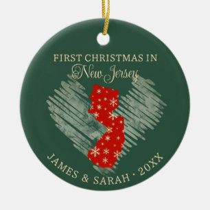 Erstes Weihnachten als Paar in New Jersey, USA Keramik Ornament