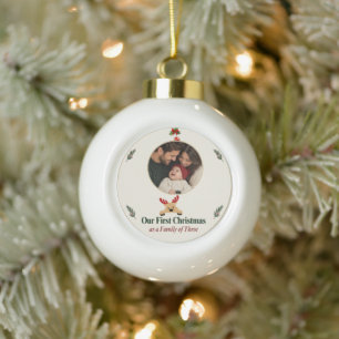 Erstes Weihnachten als Papa Baby-Foto Keramik Kugel-Ornament
