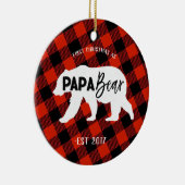 Erstes Weihnachten als Papa-Bärn-Verzierung Keramikornament (Rechts)