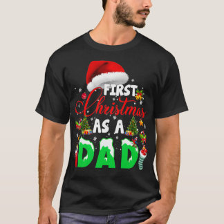 Erstes Weihnachten als Papa Santa Hut hässliches W T-Shirt