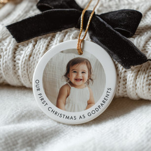 Erstes Weihnachten als Paten Foto Keramik Ornament