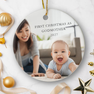 Erstes Weihnachten als Taufpatin Personalisiertes  Keramik Ornament