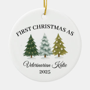 Erstes Weihnachten als Tierarzt, Tierklinik  Keramik Ornament