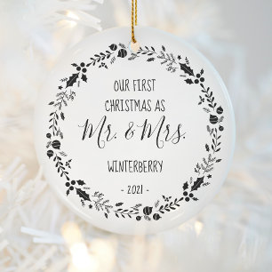 Erstes Weihnachten als Verheiratete Foto Keramik Ornament