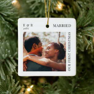 Erstes Weihnachten als Verheiratete Schrift Neuver Keramikornament