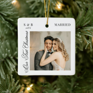Erstes Weihnachten als Verheiratete Schrift Neuver Keramikornament