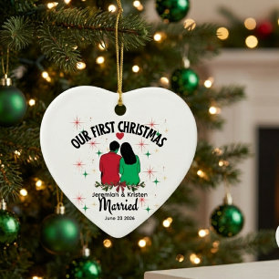 Erstes Weihnachten als verheiratetes Paar  Keramik Ornament