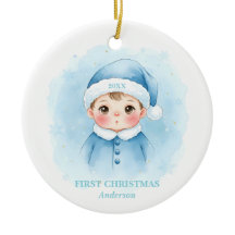 Erstes Weihnachten Baby Junge Blaues Santa-Foto