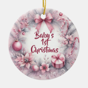 Erstes Weihnachten Baby Mädchen Blaue Wasserfarben Keramik Ornament