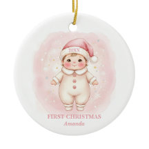 Erstes Weihnachten Baby Mädchen Rosa Santa Foto