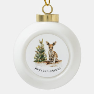 Erstes Weihnachten benutzerdefiniertes Känguru und Keramik Kugel-Ornament