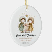 Erstes Weihnachten Bibelvers Lamm Hirte Keramik Ornament (Rechts)