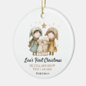 Erstes Weihnachten Bibelvers Lamm Hirte Keramik Ornament (Links)