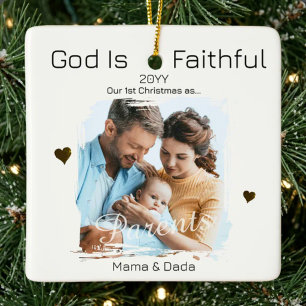 Erstes Weihnachten der Eltern Jahr Treuer Gott Fot Keramikornament
