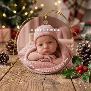 Erstes Weihnachten der Eltern Neugeborenen-Foto Keramik Ornament