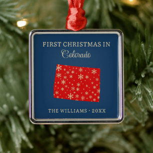 Erstes Weihnachten der Familie in Colorado, USA-Bu Ornament Aus Metall