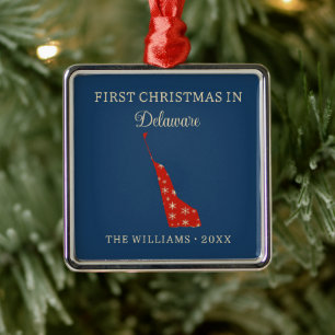 Erstes Weihnachten der Familie in Delaware, USA-Bu Ornament Aus Metall