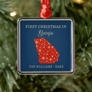 Erstes Weihnachten der Familie in Georgia, USA-Sta Ornament Aus Metall