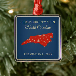 Erstes Weihnachten der Familie in North Carolina, Ornament Aus Metall