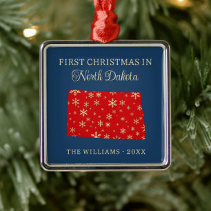Erstes Weihnachten der Familie in North Dakota, US Ornament Aus Metall