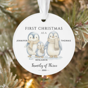 Erstes Weihnachten der Familie mit drei Personen - Ornament