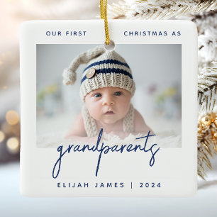Erstes Weihnachten der Großeltern Foto Minimalisti Keramikornament