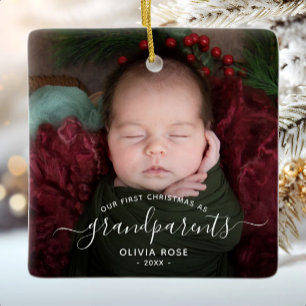 Erstes Weihnachten der Großeltern Foto White Schri Keramikornament