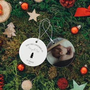 Erstes Weihnachten der Großeltern mit Baby-Foto Keramik Ornament
