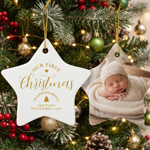 Erstes Weihnachten der Großeltern, personalisierte Keramik Ornament