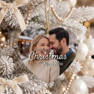 Erstes Weihnachten der Neuvermählten, benutzerdefi Keramik Ornament