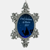 Erstes Weihnachten der Verzierung in des Schneeflocken Zinn-Ornament (Links)