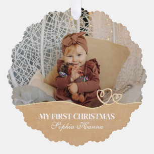 Erstes Weihnachten des Babymädchens Geburtsstatist Ornament Karte