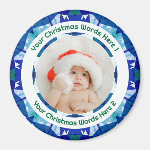 Erstes Weihnachten des Babys - Blau-Grünes Familie Magnet