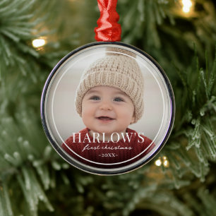 Erstes Weihnachten des Babys Einfaches Rahmenfoto Ornament Aus Metall