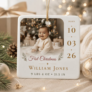 Erstes Weihnachten des Babys - Individueller Foto- Keramikornament