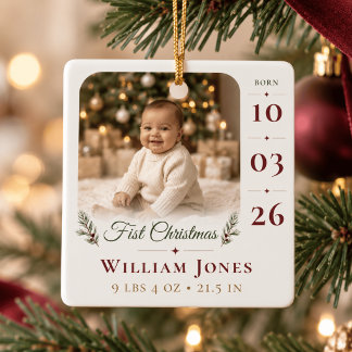 Erstes Weihnachten des Babys - Individuelles Foto- Keramikornament